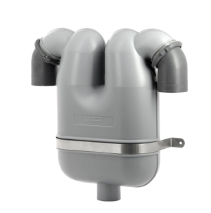 Marmitta in plastica LSG90 Ø 90 mm, raccordi girevoli