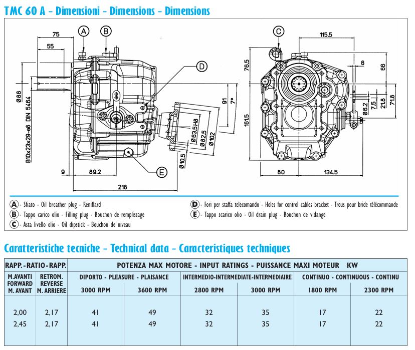 Invertitore meccanico TMC 60 A Rapporto 2,00 - Mechanical marine gearbox ratio 2.00