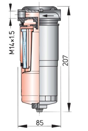 Vetus Filtro Decantatore Gasolio e Benzina - Water Separator Fuel Filter 180 l/h