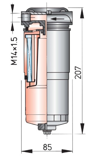 Vetus Filtro Decantatore Gasolio e Benzina - Water Separator Fuel Filter 180 l/h