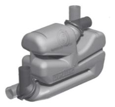 Marmitta in plastica LSG75 Ø 75 mm, raccordi girevoli