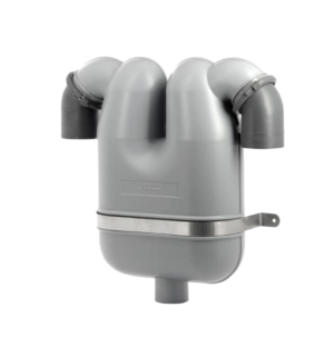 Marmitta in plastica LSG90 Ø 90 mm, raccordi girevoli